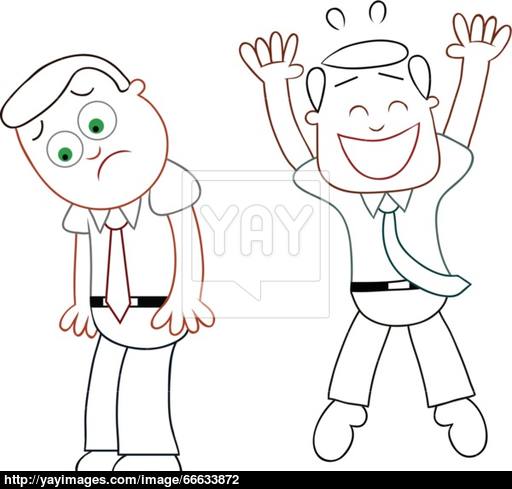 512x489 One Happy And The Other Sad Vector - Happy Person Drawing