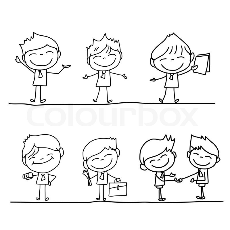 800x800 Set Of Hand Drawing Cartoon Character Stock Vector Colourbox - Happy Person Drawing