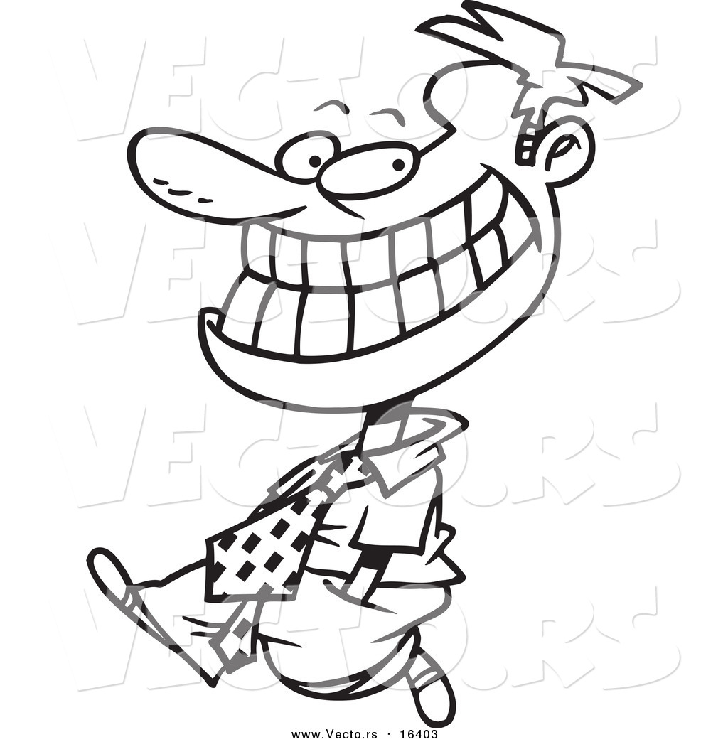 1024x1044 Vector Of A Cartoon Happy Businessman Walking And Grinning - Happy Person Drawing
