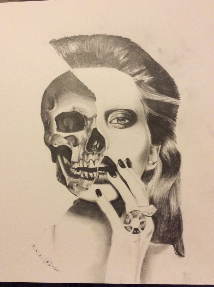 736x985 Half Skull, Half Face Drawing Art In Art, Half Face - Happy Sad Face Drawing