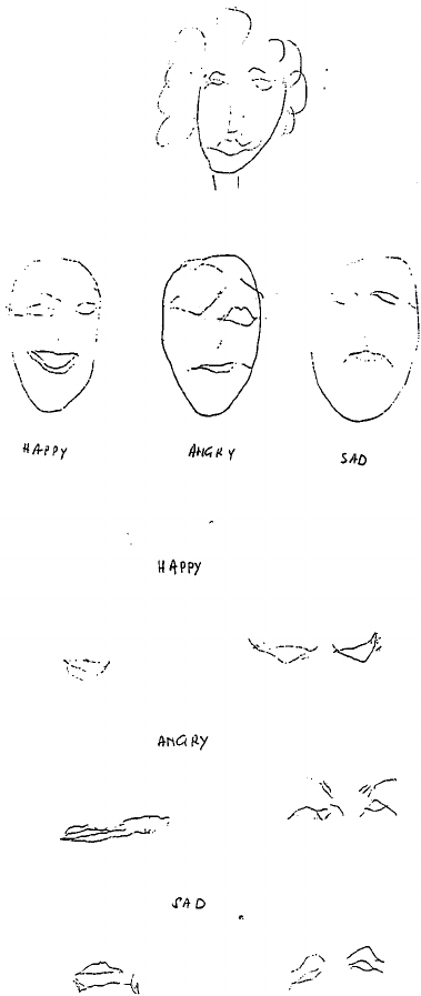379x897 Several Drawings Of Ad - Happy Sad Face Drawing