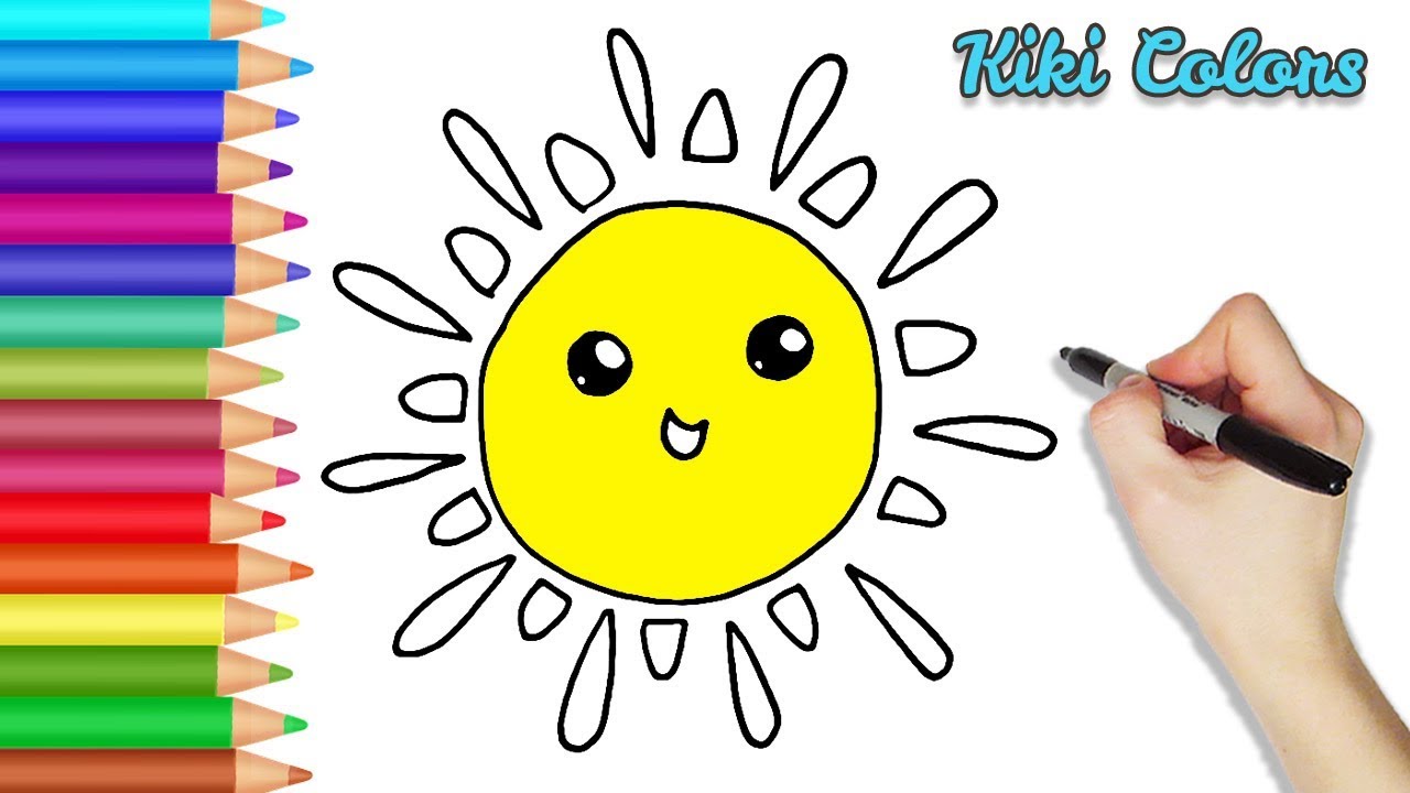 1280x720 how to color cute happy sun part teach drawing for kids - Happy Sun Drawing