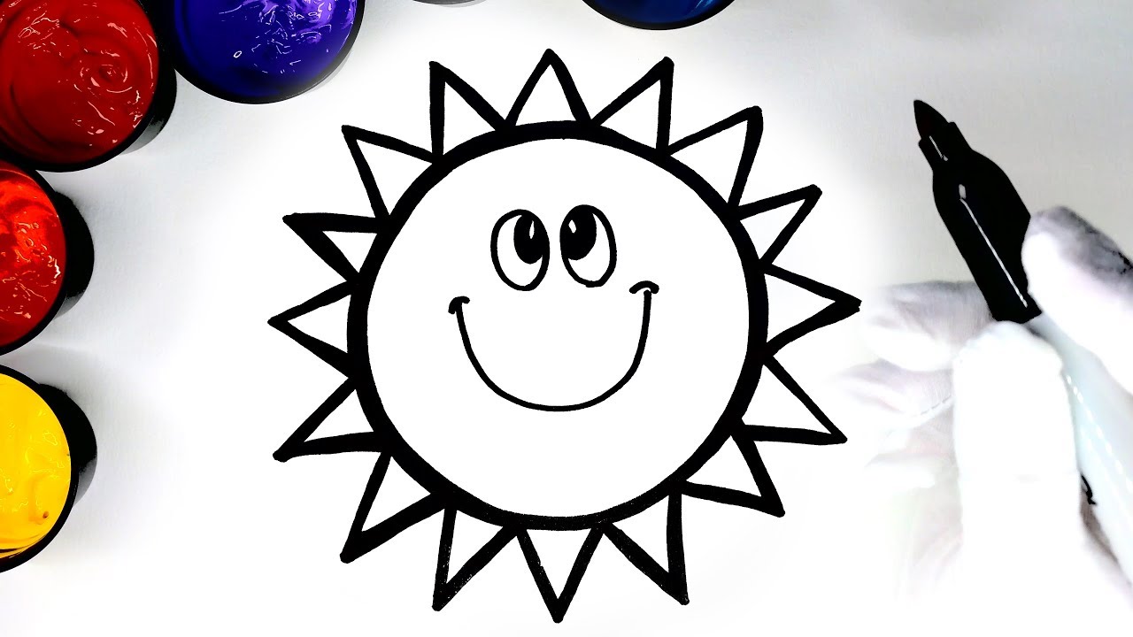1280x720 coloring a happy sun coloring - Happy Sun Drawing