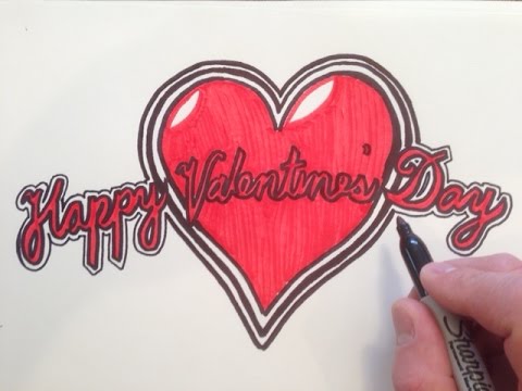 480x360 How To Draw Happy Valentine's Day In Cursive - Happy Valentines Day Drawings