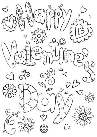340x480 valentines day coloring page - Happy Valentines Day Drawings