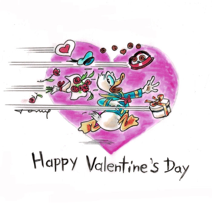 700x671 Donald Duck Happy Valentine's Day - Happy Valentines Drawings