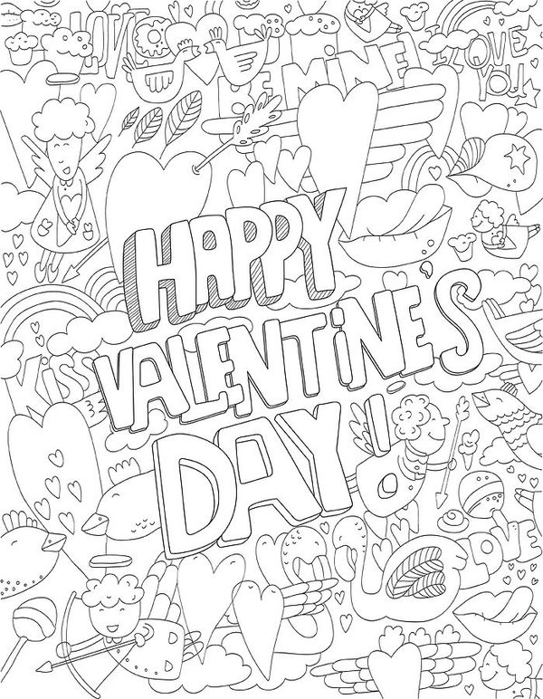 600x772 Happy Valentine's Day Drawing Art Print - Happy Valentines Drawings