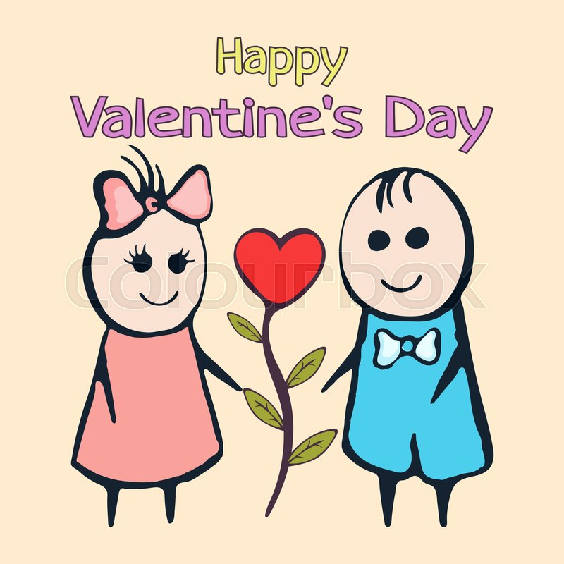 800x800 Happy Valentine's Day Card, Banner, Stock Vector Colourbox - Happy Valentines Drawings