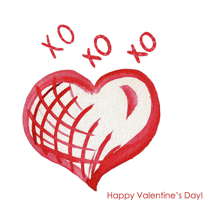 900x900 Watercolor Heart Greeting Card - Happy Valentines Drawings