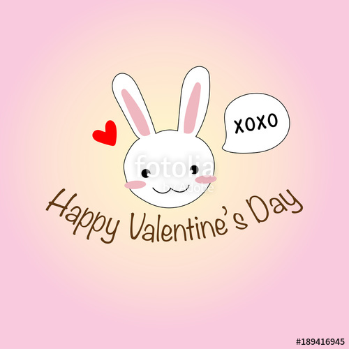 500x500 Cute Hand Drawing Cartoon Rabbit Or Bunny Saying Xoxo With Mini - Happy Valentines Drawings