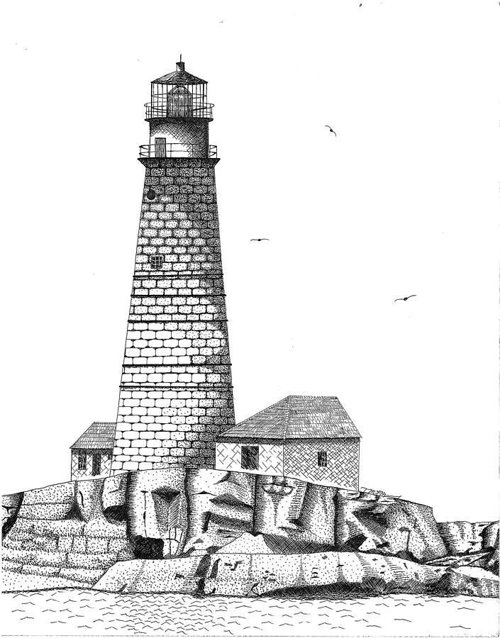 705x900 boston harbor lighthouse drawing - Harbor Drawing