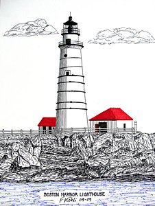 226x300 boston harbor lighthouse dwg drawing - Harbor Drawing