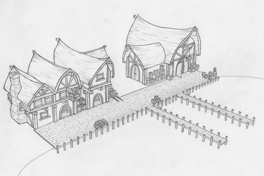 900x600 harbor drawing sketch for free download - Harbor Drawing