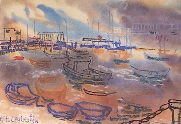 600x413 Drawing Of Boats In Harbour - Harbour Drawing