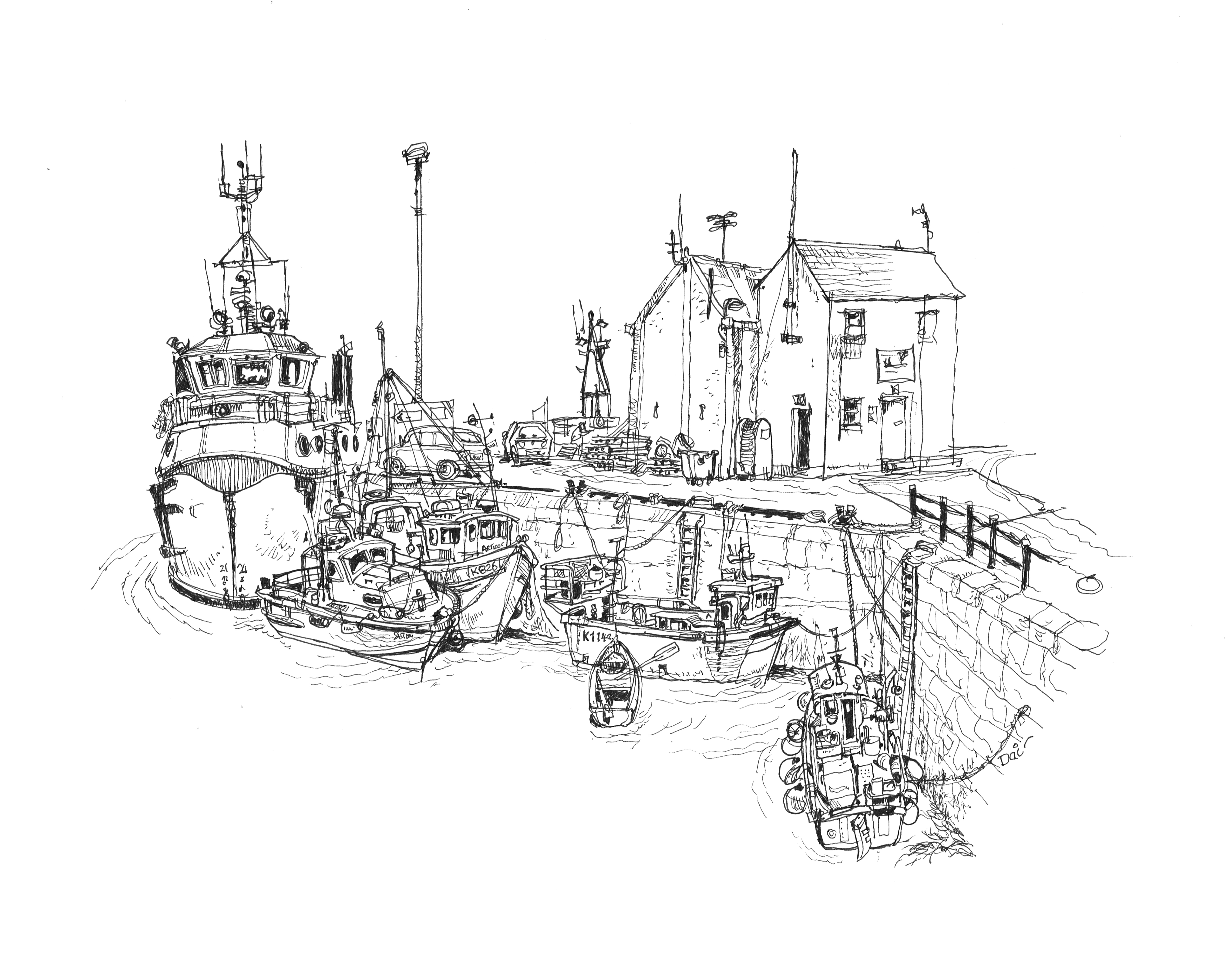 5294x4208 Tugboat Drawing Harbour Boat For Free Download - Harbour Drawing