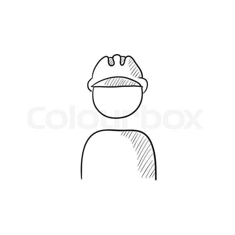 800x800 worker wearing hard hat vector sketch stock vector colourbox - Hard Hat Drawing