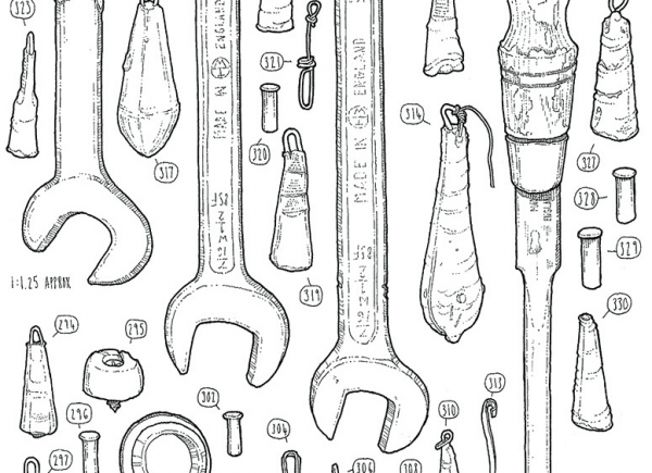 600x435 illustrator is drawing every item in his late grandfather's tool - Hardware Drawing