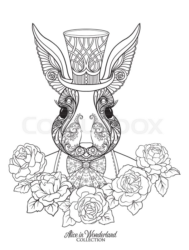 606x800 hare or rabbit in the hat from the stock vector colourbox - Hare Line Drawing