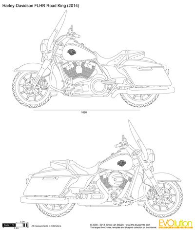 400x472 harley davidson flhr road king vector drawing - Harley Davidson Drawing Outline