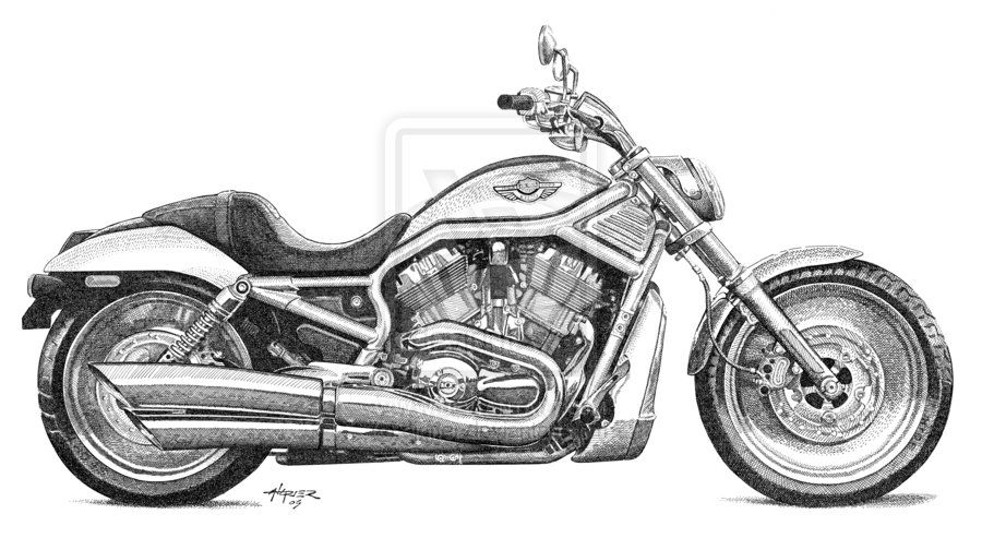 900x493 Harley Davidson Road King Drawing Harley Davidson V Rod - Harley Davidson Drawings