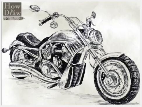 487x369 Steps To Drawing A Harley Davidson V Rod - Harley Davidson Drawings