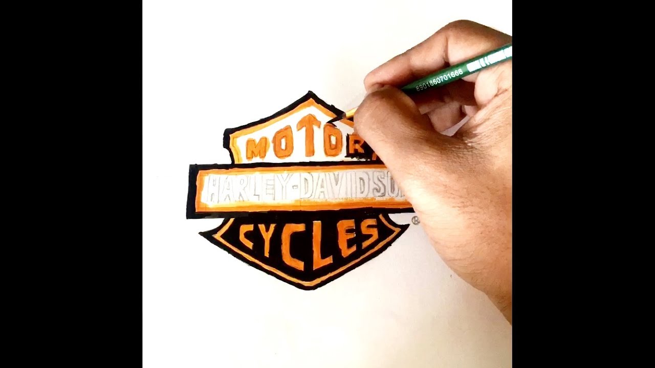 1280x720 how to draw harley davidson logo easily - Harley Davidson Logo Drawings