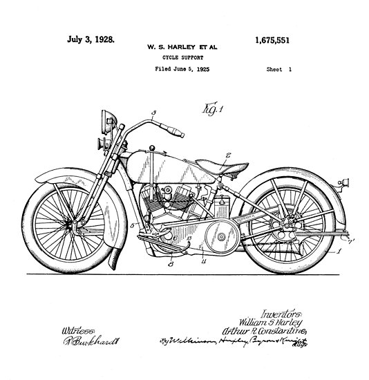 534x550 Harley Davidson Motorcycle Patent Drawing Posters - Harley Davidson Motorcycle Drawing