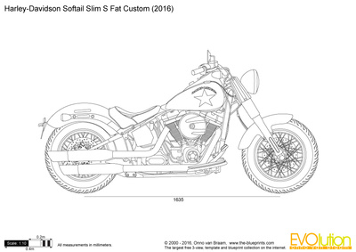 400x283 harley davidson softail slim s fat custom vector drawing - Harley Drawing