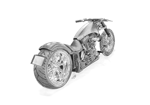 600x423 harley davidson twin cam custom drawing - Harley Drawing