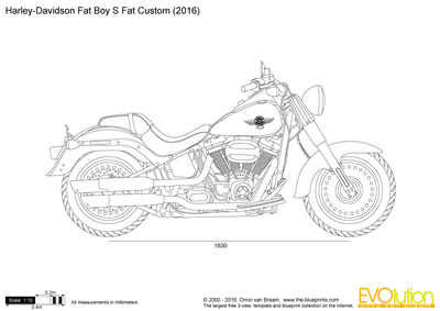 400x283 Harley Davidson Fat Boy S Fat Custom Vector Drawing - Harley Drawing