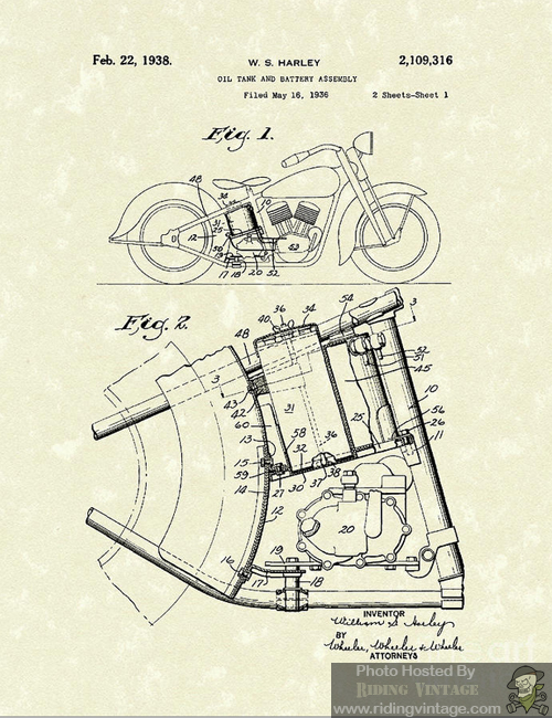 500x650 Harley Davidson Patent Drawings Riding Vintage - Harley Drawing