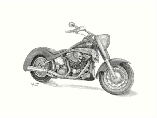 549x413 harley davidson drawing art prints - Harley Motorcycle Drawing