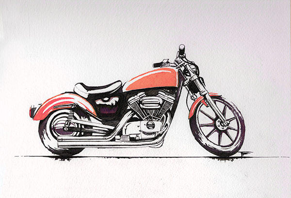600x408 harley davidson ink drawing on behance - Harley Motorcycle Drawing