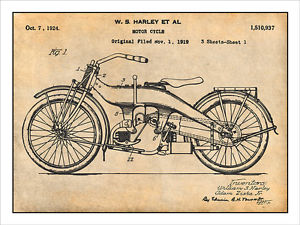 300x225 harley davidson motorcycle patent print art drawing poster - Harley Motorcycle Drawing