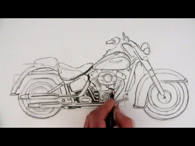640x480 how to draw a harley davidson motorcycle time lapse - Harley Motorcycle Drawing