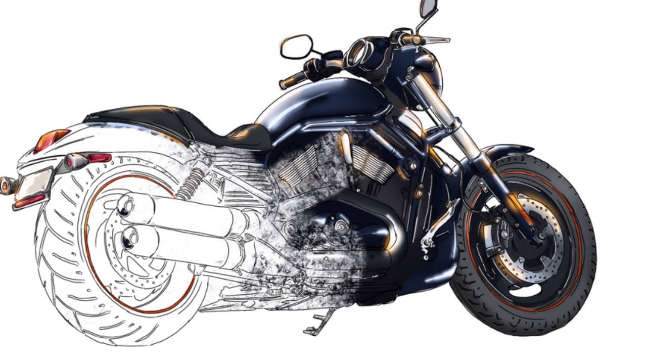 1280x720 how to draw harley davidson motorcycle from scratch hd video - Harley Motorcycle Drawing