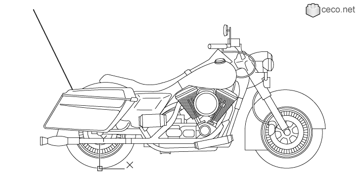 726x360 autocad drawing harley davidson motorcycle street glide model flhx dwg - Harley Motorcycle Drawing