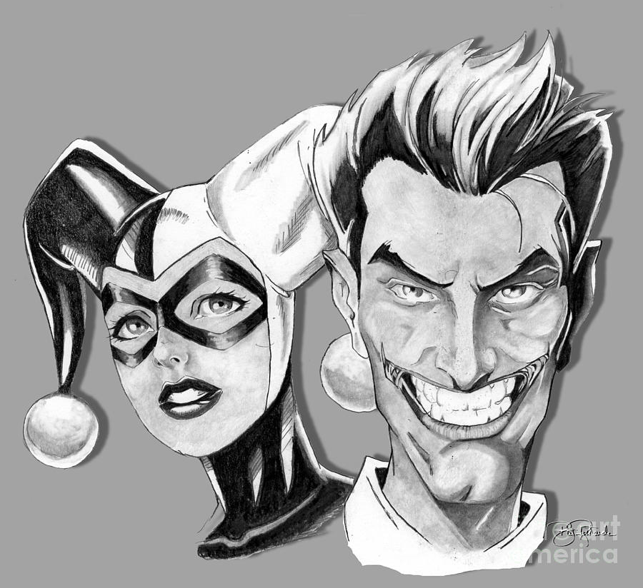 900x824 Joker And Harley Quinn Drawing - Harley Quinn And Joker Drawings