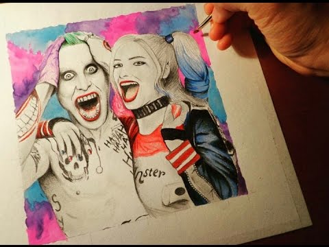 480x360 Pintando A Joker Harley Quinn - Harley Quinn And Joker Drawings
