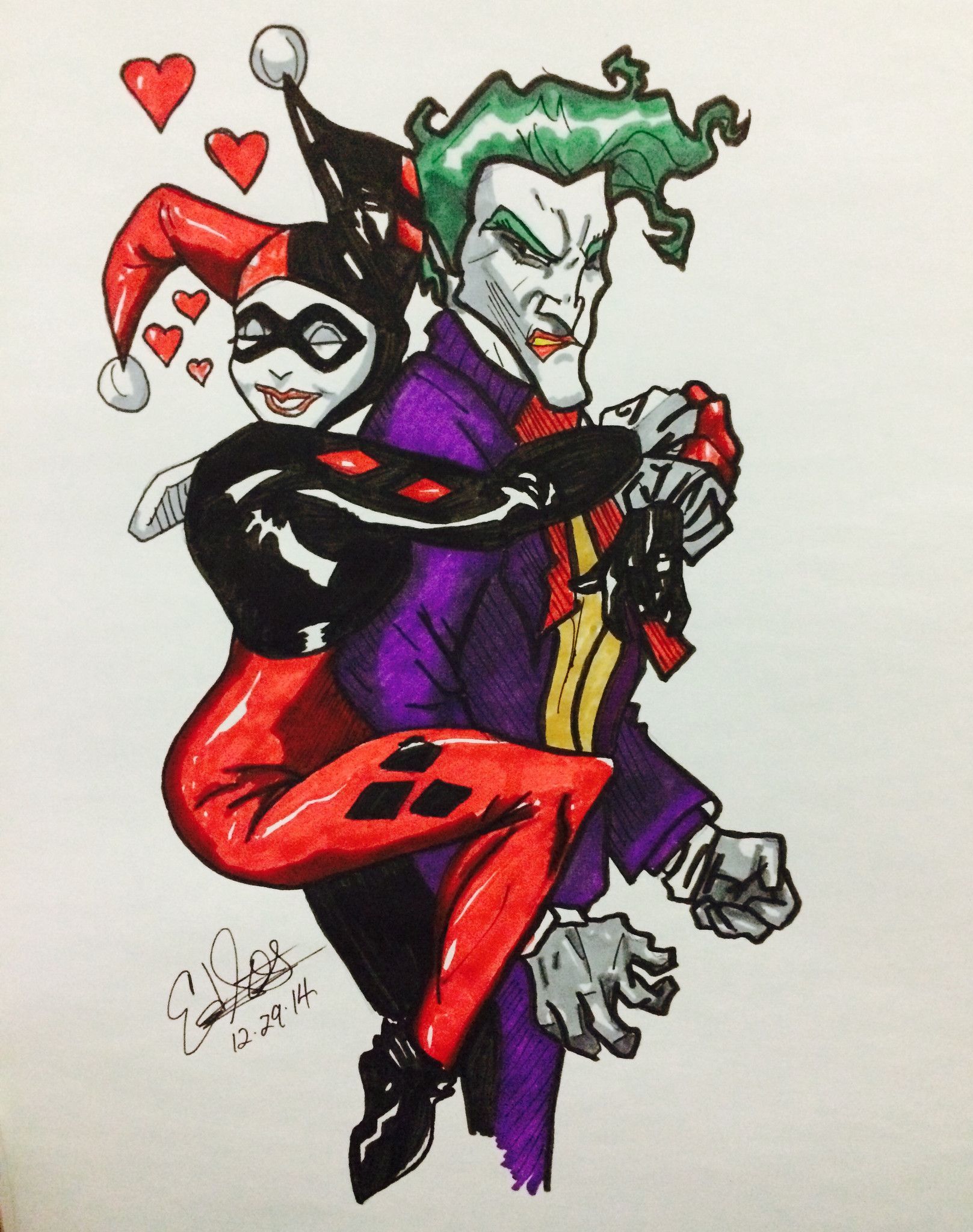 Harley Quinn And Joker Drawings at PaintingValley.com | Explore