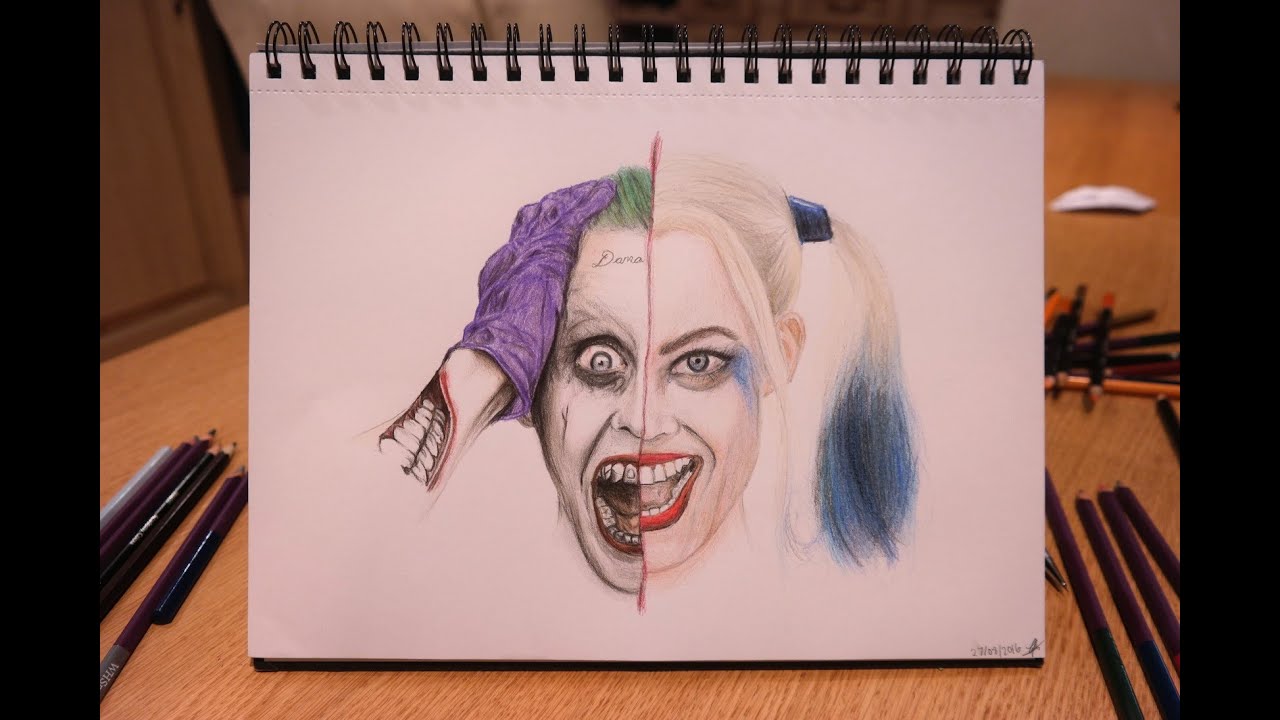 1280x720 Speed Drawing The Joker And Harley Quinn - Harley Quinn And Joker Drawings