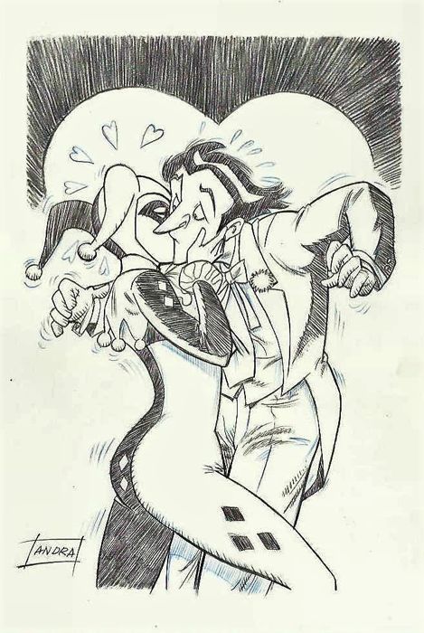 469x700 Batman - Harley Quinn And Joker Drawings