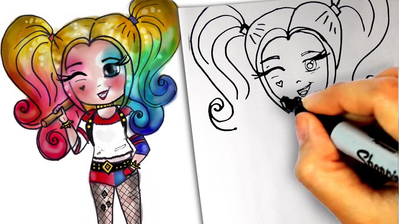 1280x720 How To Draw Harley Quinn Step - Harley Quinn Anime Drawing. 