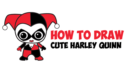 500x273 How To Draw Cute Chibi Harley Quinn From Dc Comics In Easy Step - Harley Quinn Cartoon Drawing