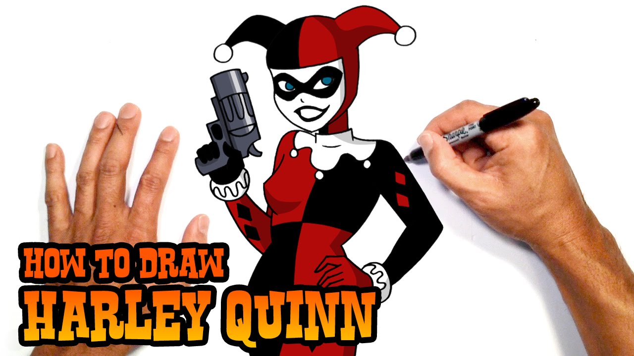 1280x720 How To Draw Harley Quinn Dc Comics - Harley Quinn Cartoon Drawing