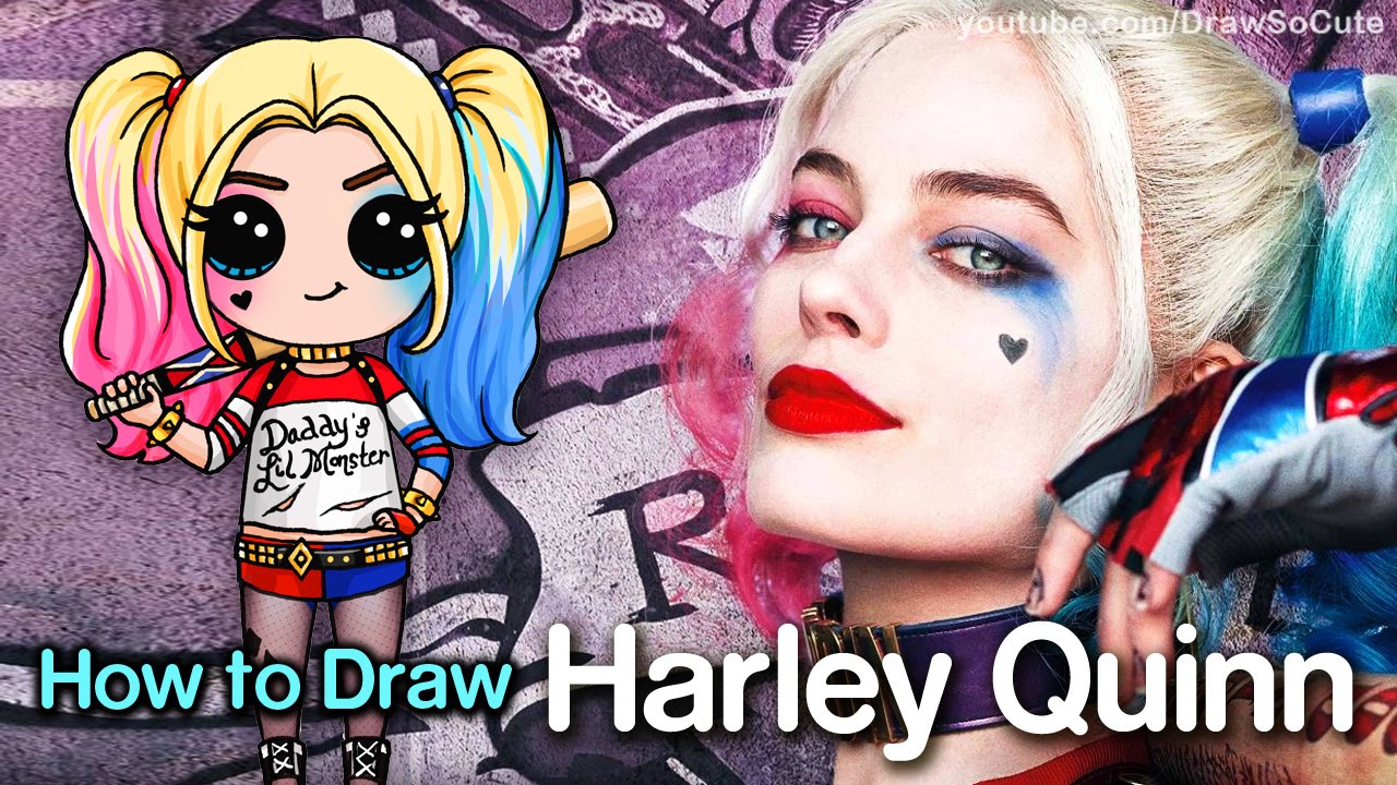 1280x720 how to draw suicide squad harley quinn chibi - Harley Quinn Cartoon Drawing