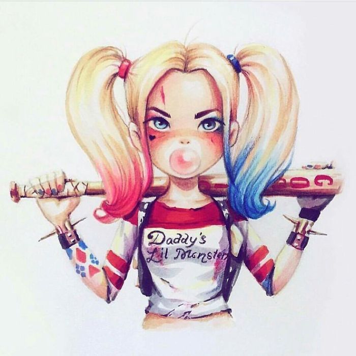 700x700 Russian Artist Turns Celebrities Into Adorable Cartoon Characters - Harley Quinn Cartoon Drawing