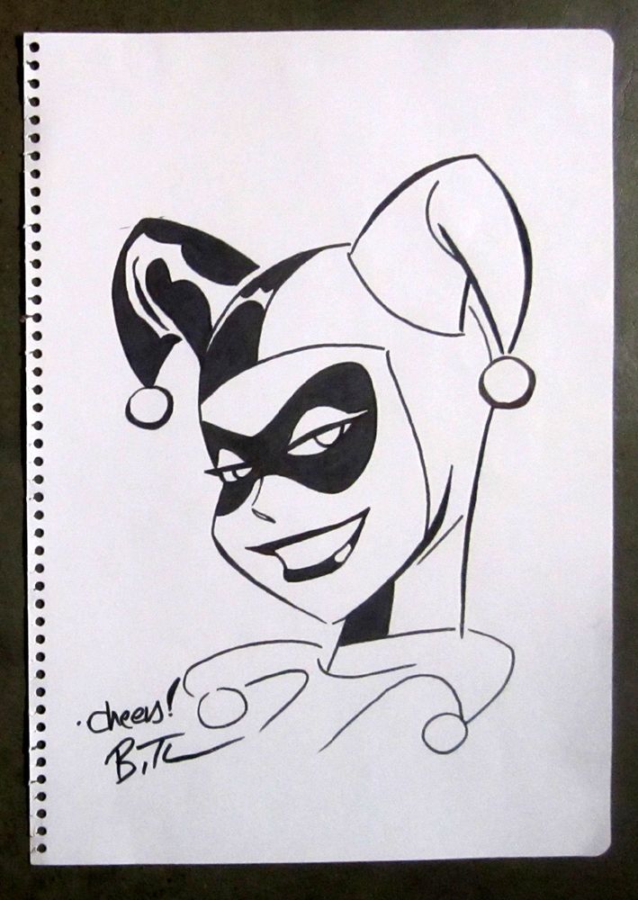709x1000 comic drawings dc comics harley quinn bruce timm comic art sketch - Harley Quinn Cartoon Drawing