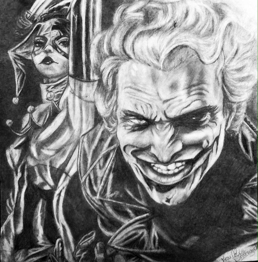887x900 Joker And Harley Quinn Drawing - Harley Quinn Drawing