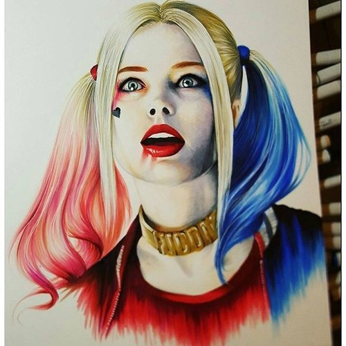 500x500 Beauty, Girls, Harley Quinn, Red, Drawing Of Girls - Harley Quinn Drawing